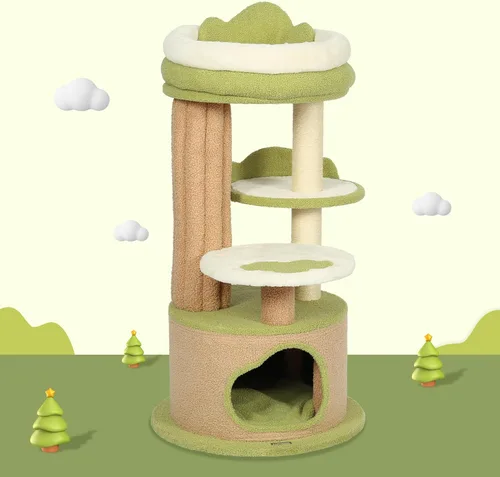 Miniatura 2 de Árbol para gatos de 42.5 pulgadas de alto, torre de poste rascador para gatos, muebles modernos para gatos para espacios pequeños, perfecto para tu