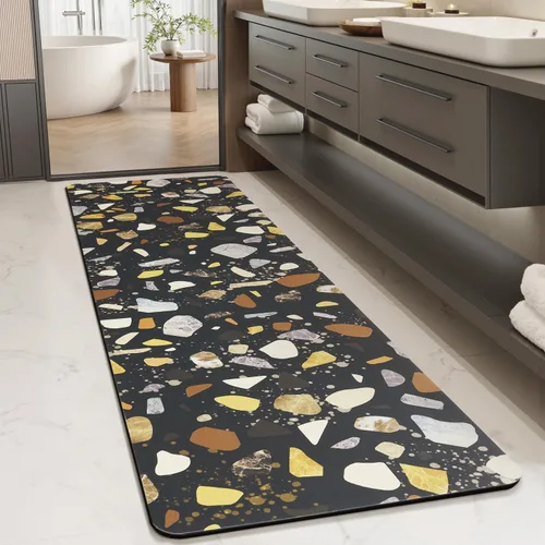 Miniatura 13 de MontVoo -Tapete de baño-Alfombras de baño delgadas antideslizantes para debajo de la puerta- Superficie de gamuza sintética absorbente, de secado