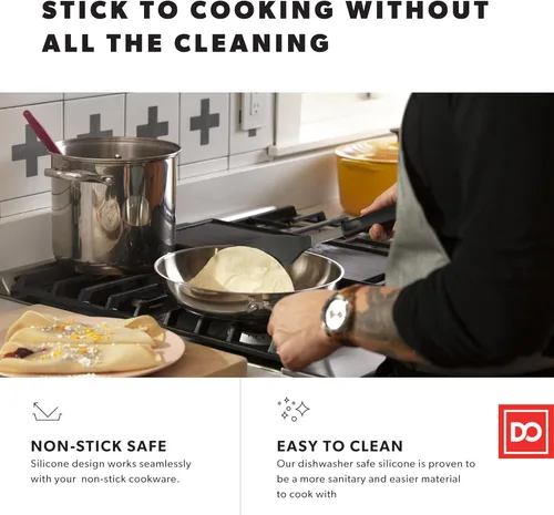 Miniatura 2 de DI ORO - Espátulas para uso en la cocina, silicona resistente al calor de 600 °F, juego de espátulas giratorias para cocinar, espátulas anchas