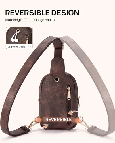 Miniatura 161 de Telena Riñonera pequeña para mujer, de cuero, cangureras, bolsa de pecho para mujer