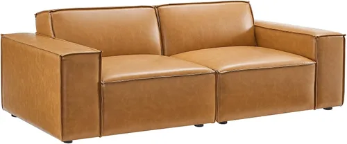 Miniatura 3 de Modway Restore - Sofá biplaza seccional de cuero vegano en color marrón