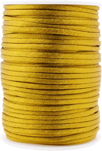 Miniatura 22 de Mandala Crafts Cordón de Satén de Nailon 2mm Cordón Rattail Champagne - 100 Yardas Cordón de Nailon Chino para Nudos Cordón de Seda Cola de Rata