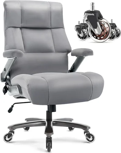 Miniatura 10 de Silla de oficina grande y alta, 700 libras, silla de escritorio ejecutiva con soporte lumbar ajustable, brazos abatibles 3D, ruedas silenciosas