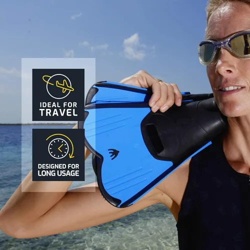 Miniatura 6 de Cressi - Aletas de bolsillo cortas de pie completo para natación o entrenamiento en la piscina y en el mar - Ligeras: fabricadas en Italia Azul