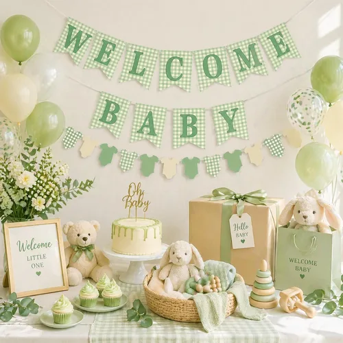 Miniatura 3 de Cartel de baby shower para niña, 2 piezas preencordadas rosa de bienvenida para bebé niña y pancarta de tela para el cuerpo para decoración