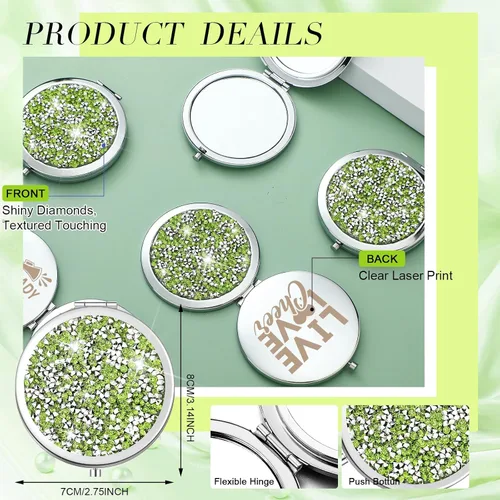 Miniatura 2 de Sintuff 12 piezas de regalos de animadora para porristas, espejo compacto a granel para entrenador de animadoras, regalos de animadora, bolsillo