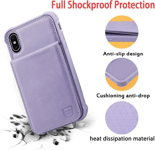 Miniatura 5 de VANAVAGY Funda compatible con iPhone Xs/X para mujeres y hombres, de piel sintética, cierre magnético, con bloqueo RFID, tarjetero y bolsillo