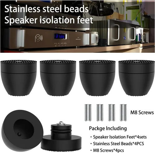 Miniatura 6 de Audiocrast 4X puntas de alta fidelidad para altavoces de 30x33 mm, almohadillas de aislamiento para patas de aluminio, amortiguador de choque