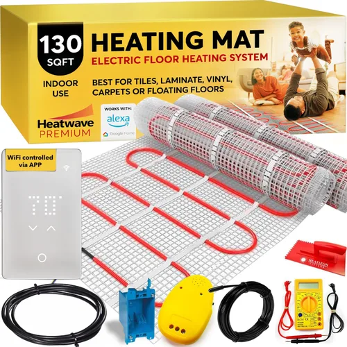 Miniatura 21 de Sistema de suelo con calefacción de alta calidad, 10 pies cuadrados, 1 amperios, 120 vatios, sistema de calefacción eléctrica por suelo radiante