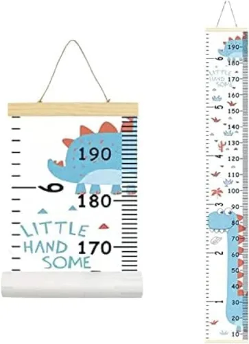 Miniatura 12 de Tabla de crecimiento para niños, marco de madera, lienzo de tela, regla de medición de altura de bebé a adulto para decoración de habitación