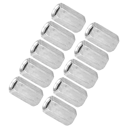 Miniatura 8 de Tuercas largas para montaje mecánico – 10 tuercas de acoplamiento hexagonales M8x20, tuercas de manga roscada, tuercas de varilla hexagonales