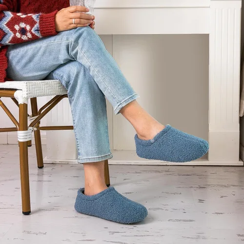 Miniatura 2 de HomeTop Mocasines de espuma viscoelástica de piel rizada y mullida con forro polar
