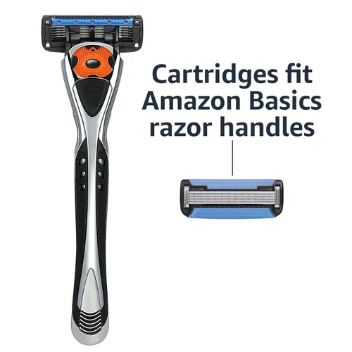 Miniatura 3 de Amazon Basics 5-Blade MotionSphere - Maquinilla de afeitar para hombre con 5 cuchillas, doble lubricación y recortadora de precisión, juego de 17