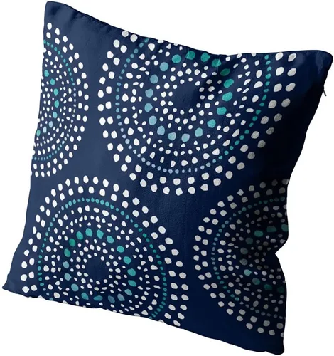 Miniatura 2 de Hot Primitive Boho Mosaic Aqua Navy Cremallera Oculta para el Hogar Sofá Decorativo Funda de Cojín Funda de Cojín Cuadrado 16x16 pulgadas Diseño