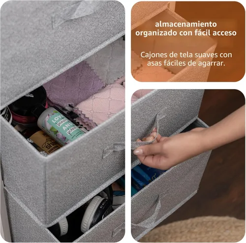 Miniatura 4 de Amazon Basics - Organizador de tela con 4 cajones para armario, color blanco.