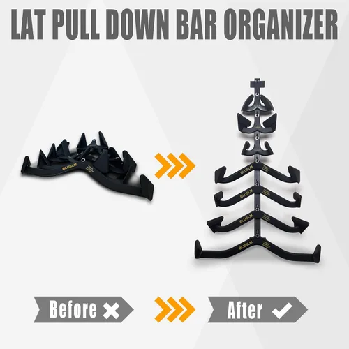Miniatura 3 de BLUSLM Organizador de Barra de Jalones Montado en Pared con Ganchos, Estante de Almacenamiento para Gimnasio en Casa para Accesorios de Jalones