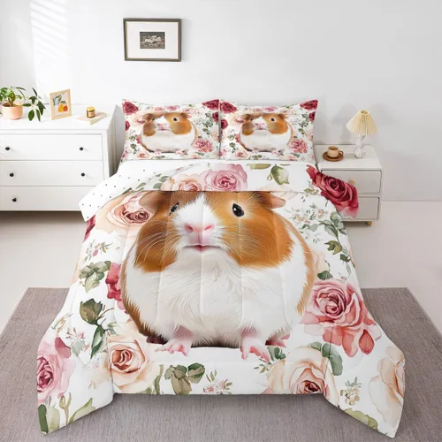 Miniatura 34 de Erosebridal Juego de ropa de cama de oso polar, tamaño individual, juego de edredón de oso blanco con patrón de animales, edredón de microfibra Oso