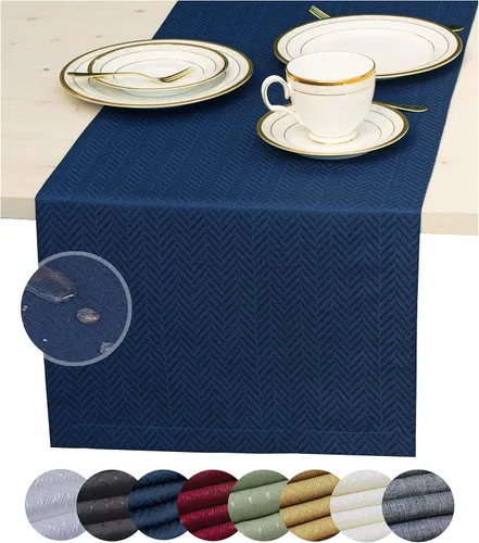 Miniatura 14 de Camino de mesa blanco de 48 pulgadas, bufanda de aparador impermeable, camino de mesa de café para exteriores, elegantes caminos de mesa de comedor