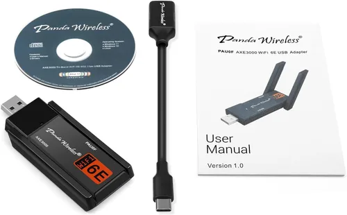 Miniatura 5 de Panda Wireless® PAU0F AXE3000 Tri Band (2.4/5 / 6 GHz) WiFi 6E USB 3.0 Adaptador - Windows 10/11, Zorin, MX Linux, EndeavourOS, Mint, Ubuntu