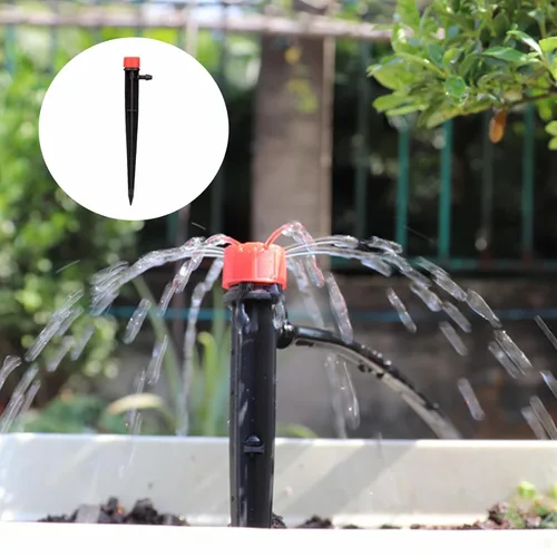 Miniatura 5 de 50 emisores de goteo para tubos de riego por goteo de 1/4 pulgadas, goteros de flujo de agua ajustables de 360 grados en estaca de flecha de 5