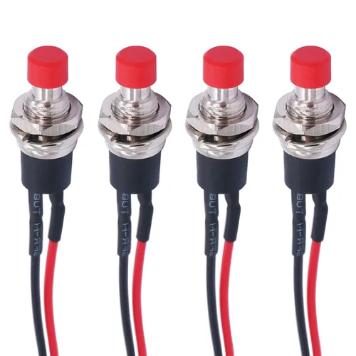 Miniatura 10 de Twidec/6 piezas de interruptores de botón momentáneo SPST AC250V/3A AC125V/6A mini apagado(encendido) en negro + rojo con cables presoldados Negro