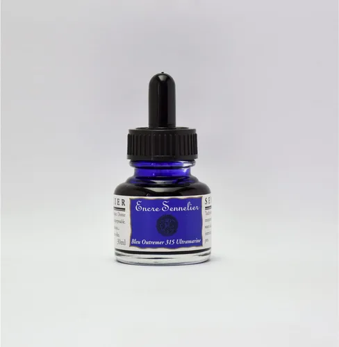 Sennelier Tinta de dibujo, botella de 1.0 fl oz, azul ultramar Azul ultramarino