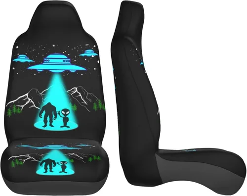 Miniatura 2 de Alien and Bigfoot - Funda de asiento delantero de automóvil para hombres y mujeres, 2 piezas, fundas de asiento automotriz para automóviles, SUV