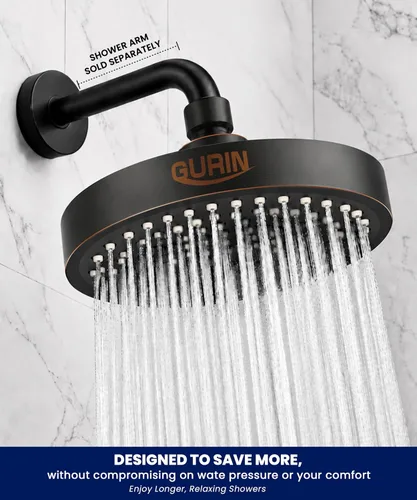 Miniatura 6 de GURIN Cabezal de ducha de alta presión tipo lluvia, cabezal de ducha de baño de lujo con ángulos ajustables, boquillas de silicona antiobstrucción