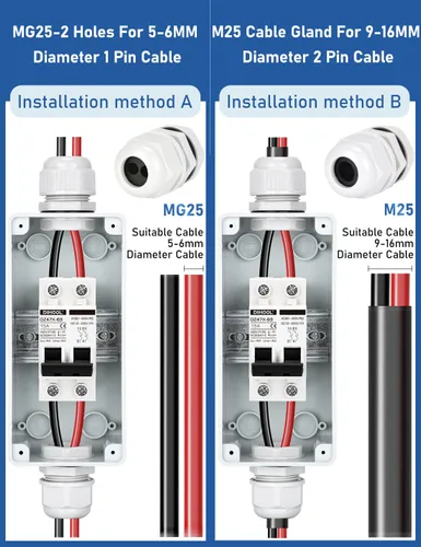 Miniatura 8 de DIHOOL Disyuntor miniatura de CA CC con caja DIN IP65, 15 amperios de doble polo 12V-400V, no polarizado, interruptor de desconexión del panel
