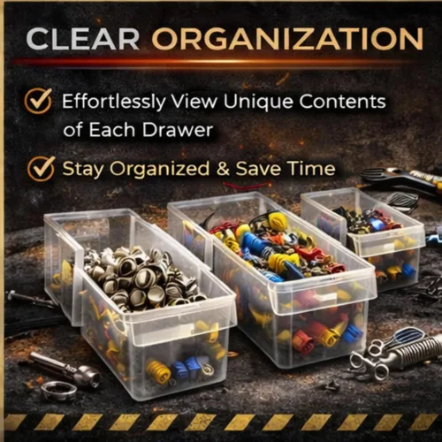 Miniatura 5 de Quantum Storage Systems PDC-18BK Organizador de piezas de gabinete con 18 cajones, 19 pulgadas de alto x 15 pulgadas de ancho x 7 pulgadas