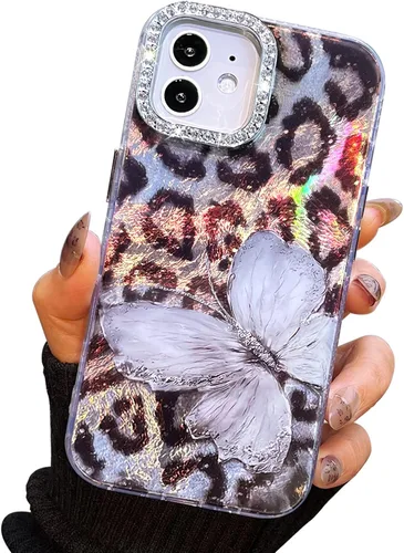 Miniatura 107 de I-MGAE-IN-AR Funda compacta para iPhone 11, diseño de mariposa, marco de protección de lente de cámara con diamante 3D, bonitas fundas protectoras