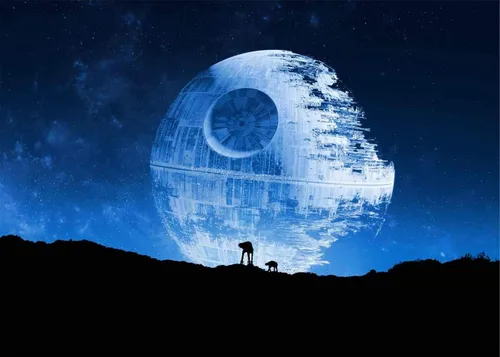 Miniatura 6 de EOA Telón de fondo azul de fotografía de estrella de la muerte de 5 pulgadas de ancho x 3 pies de alto, superarma galáctica, fanáticos de Star Wars