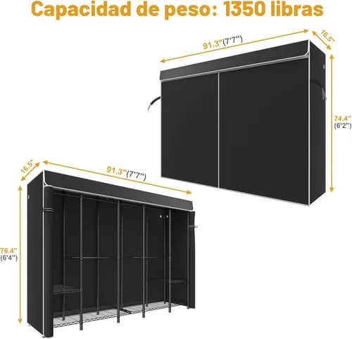 Miniatura 5 de ULIFHOME H50C Perchero Extra Grande con Cubierta, Armario Portátil Independiente, Percheros de Ropa Cubiertos para Colgar Ropa, Perchero Resistente