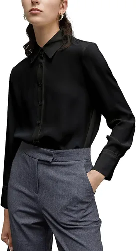 Miniatura 2 de Camisa clásica de botones para mujer, manga larga con cuello, blusa de gasa para trabajo y oficina