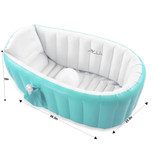 Miniatura 5 de Bañera inflable para bebé con bomba de aire, bañera para bebé, bañera para niños pequeños, lavabo de ducha plegable para recién nacido, bañera