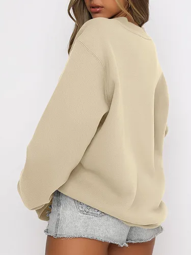 Miniatura 2 de ANRABESS Sudadera de manga larga para mujer, casual, cuello redondo, ajuste holgado, sudadera con capucha de forro polar para otoño