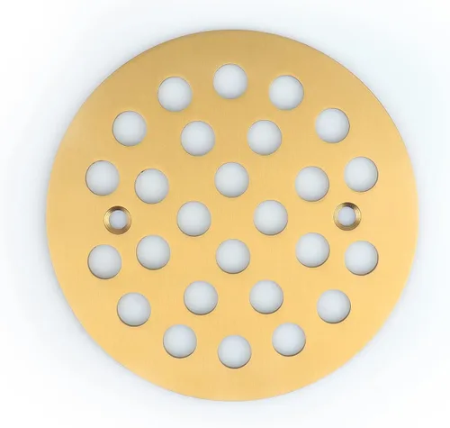 Tapa de Repuesto para Drenaje de Piso Redonda Atornillable de 4-1/4 Pulgadas Rejillas para Escurridor de Ducha (Dorado Cepillado)