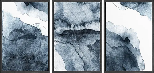 Miniatura 40 de NWT Lienzo enmarcado para pared, juego de arte en acuarela pastel, bosque de montaña oscura, naturaleza silvestre, ilustraciones de arte moderno