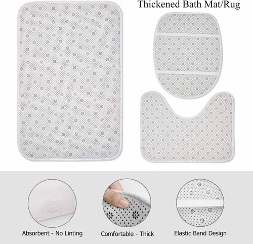 Miniatura 5 de HAOGEILI - Tapetes de baño personalizados absorbentes de agua, antideslizantes, lavables, juego de 3 piezas para alfombras de inodoro, tapetes