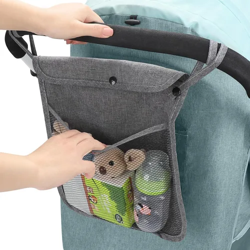 Miniatura 5 de Accmor Organizador universal de cochecito, bolsa de malla para Uppababy, Nuna, Britax, Doona, cochecitos de malla ajustable antideslizante y Gris