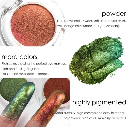 Miniatura 4 de evpct Juego de 2 paletas de maquillaje de sombra de ojos duocromática camaleón cromadas para mujer, rosa rojo dorado bosque, verde bosque metálico