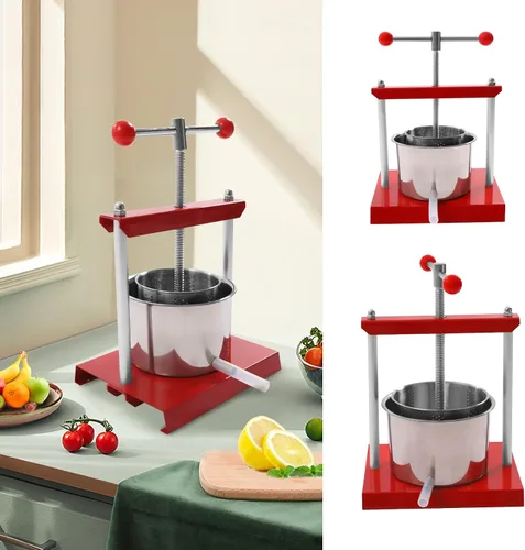 Miniatura 2 de Prensa manual de vino de frutas y hierbas para tintura de queso, máquina de prensa de barriles de acero inoxidable de 1.6 galones/6L para jugo