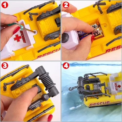 Miniatura 4 de ArtCreativity Buque de rescate acuático, barco de juguete a batería para niños, flota en el agua, bañera flotante y juguete de piscina para niños
