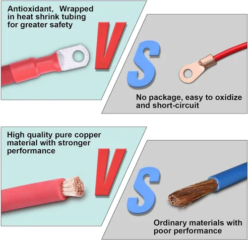 Miniatura 4 de Cable de batería flexible de 1/0 AWG con terminales de 3/8" - Alambre de cobre puro OFC para inversor y soldadura para automotriz, solar, RV