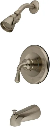 Kingston Brass KB1638 Magellan Grifo de bañera y ducha con equilibrio de presión de un solo mango en níquel cepillado