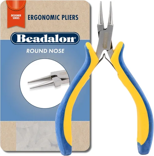 Beadalon Ergo Alicates de punta redonda – Alicates de punta redonda para fabricación de joyas y bucles de alambre, 5.25 pulgadas