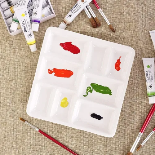 Miniatura 3 de Paleta de pintura de artista de porcelana de 8 pozos, paleta de acuarela de cerámica mezcladora, bandeja de mezcla para acuarela gouache acrílico