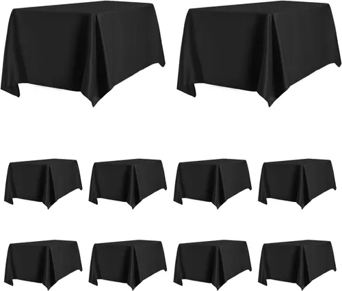 Miniatura 17 de PureFit - Juego de 6 manteles rectangulares negros de 60 x 102 pulgadas para mesas de 6 pies, manteles de lino resistentes a manchas y arrugas