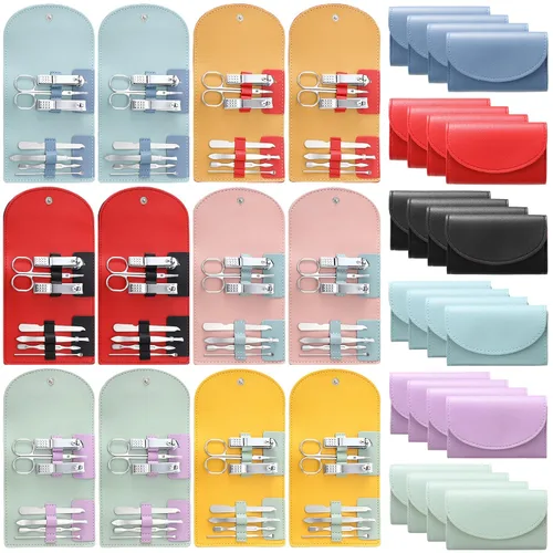 Juego de 30 piezas de manicura a granel, cortaúñas 7 en 1, mini cortaúñas de acero inoxidable, cuidado profesional, pedicura con bolsa de viaje, kit