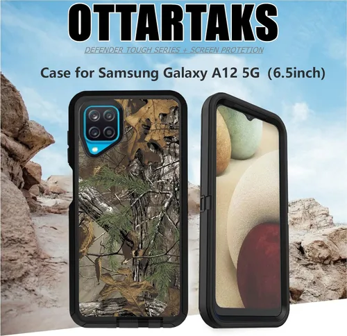 Miniatura 7 de Funda compatible con Samsung Galaxy A12 – Camo resistente a prueba de golpes con protector de lente de cámara [protección de grado militar]